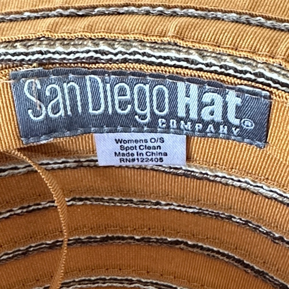 San Diego Hat Company Wide-Brim Ribbon Sun Hat Packable Orange & Brown One Size - Picture 7 of 7